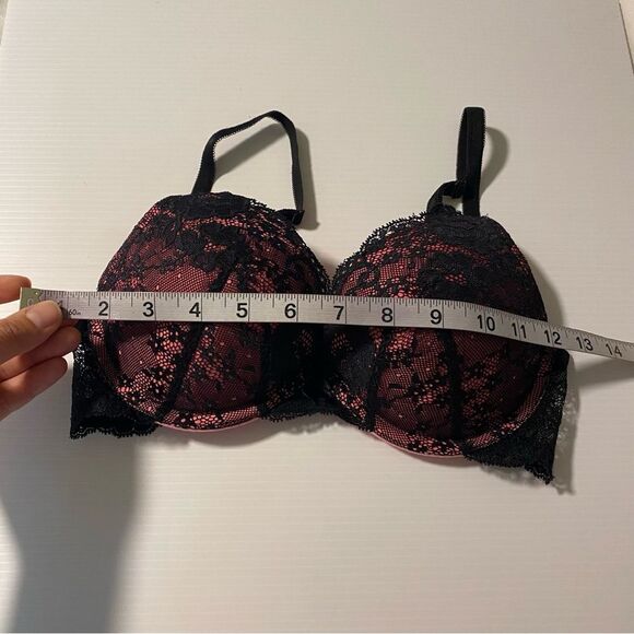 Victoria’s Secret Dream Angels push up Black pink Lace sexy Bra 34C - Picture 7 of 10